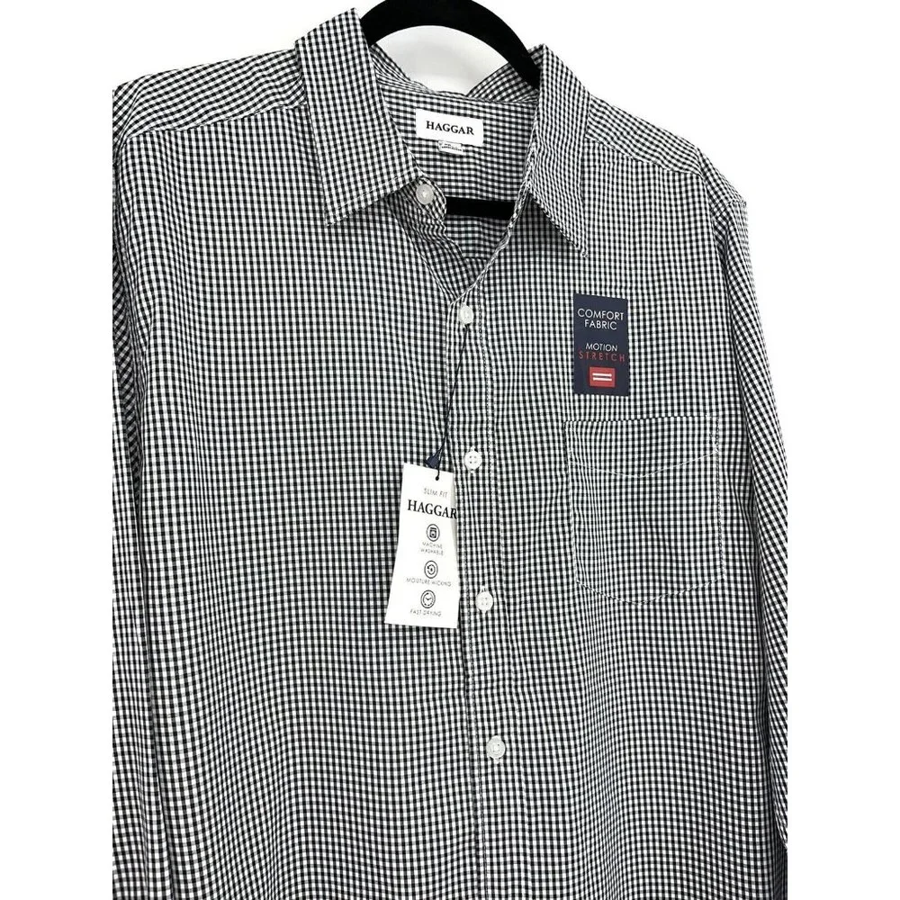 Haggar Wrinkle Resistant Shirt Men's Large Button Lightweight Long Sleeve $56 - Picture 2 of 9